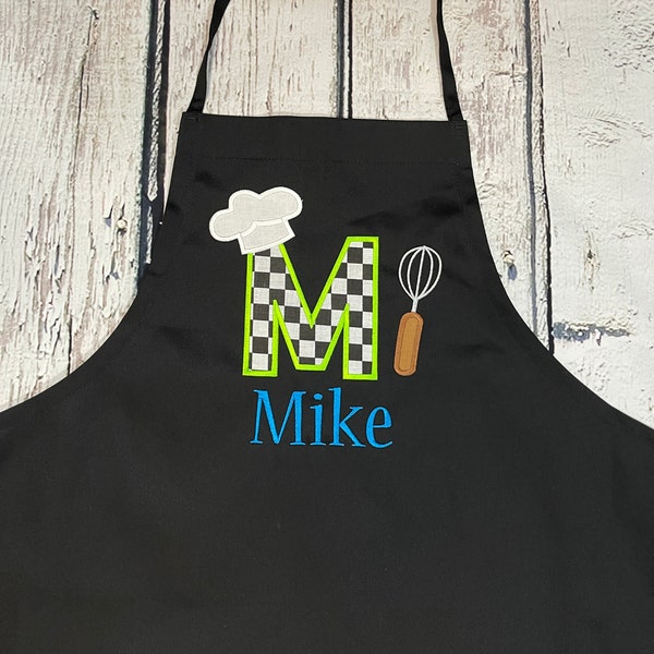 Personalized Adult embroidered apron for Men or teen boy, Apron for guys, Apron for Dad, Grandpa, Papa, Personalized apron for man