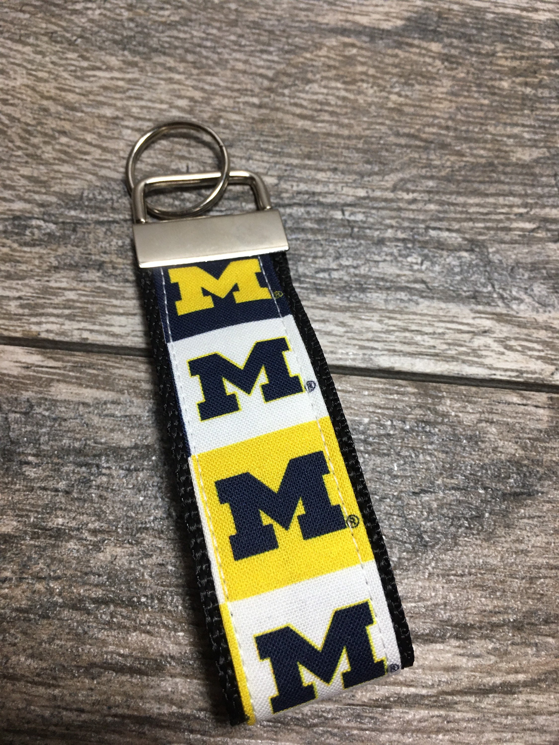 Michigan keychain Wolverines keychain 2 sizes wrist Etsy