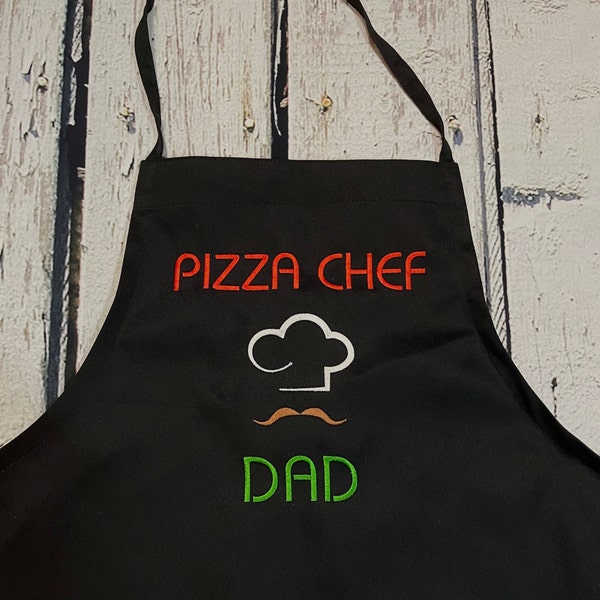 Adult Pizza Chef embroidered apron with pockets,  great for birthday, Mothers Day or Fathers Day, Special apron for the family pizza maker