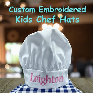 Chef hat for kids with embroidered name, child chef hat, adjustable to fit most ages 2 to adult