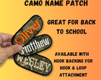 Embroidered Camo Name Patch for men or boys with custom name. For tactical gear, personalized custom camo name patch for boys
