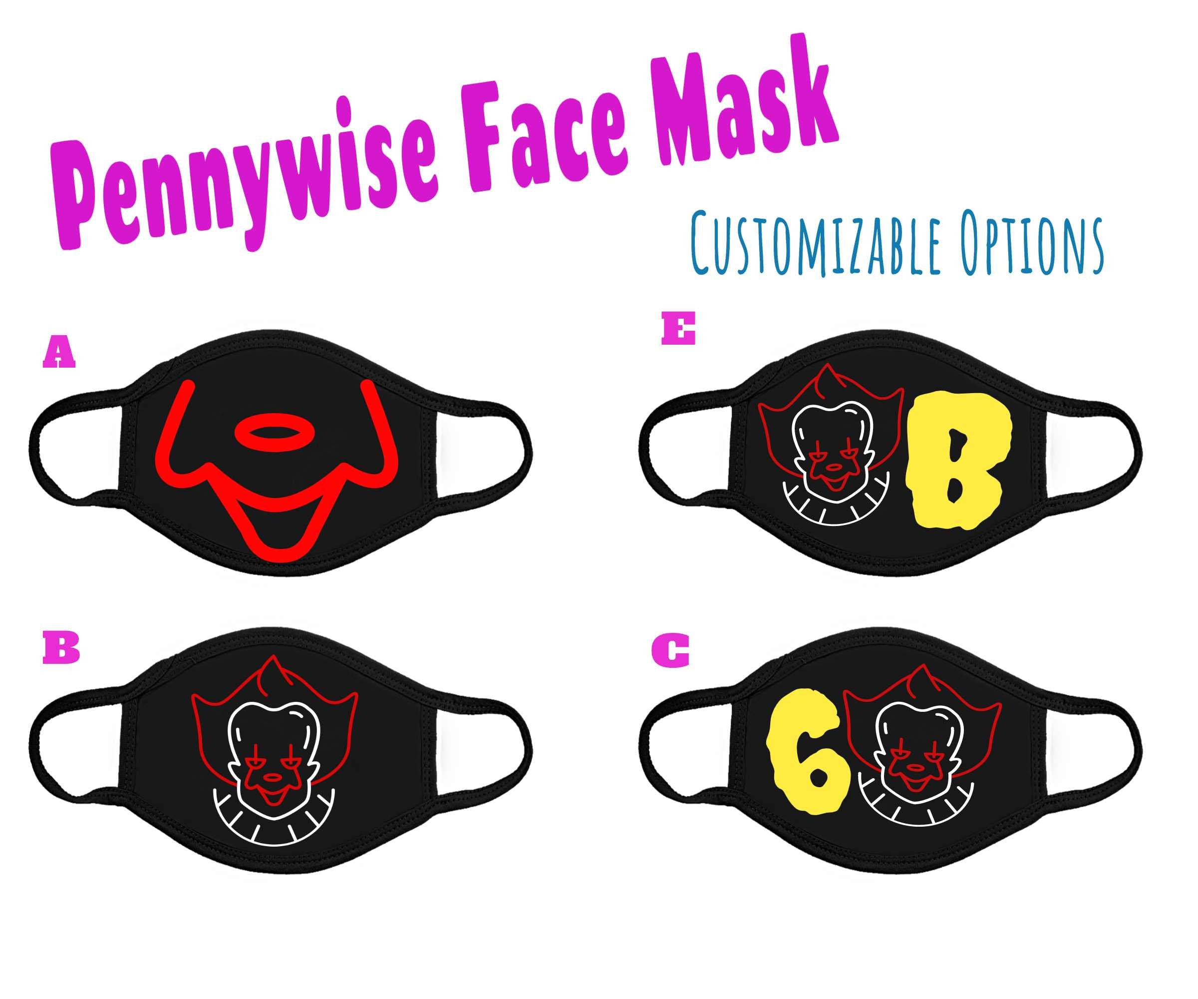Pennywise Face Mask IT Pennywise Mask Kids Pennywise Gift | Etsy