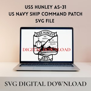 USS Hunley AS-31 - U.S. Navy Ship Command Patch - SVG File Only