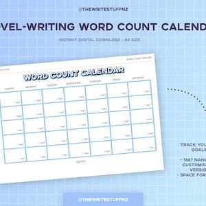 Word Count Tracking Calendar — Novel-Writing Resources for Nanowrimo