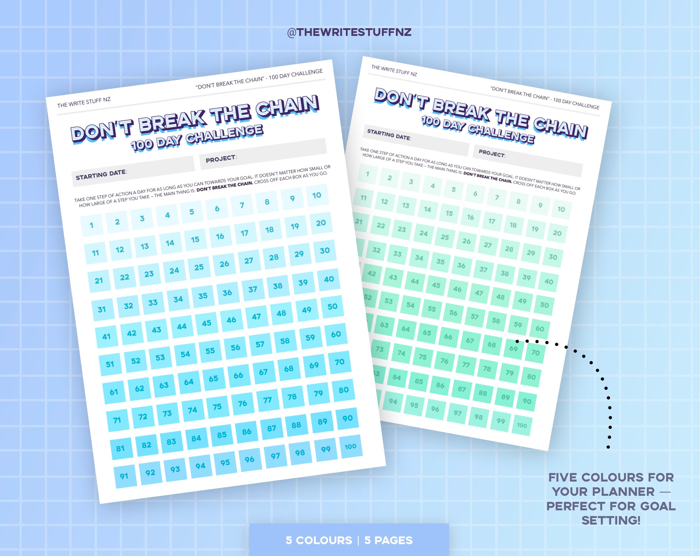 Don't Break the Chain: Productivity Tracker — "100 Day Challenge ...
