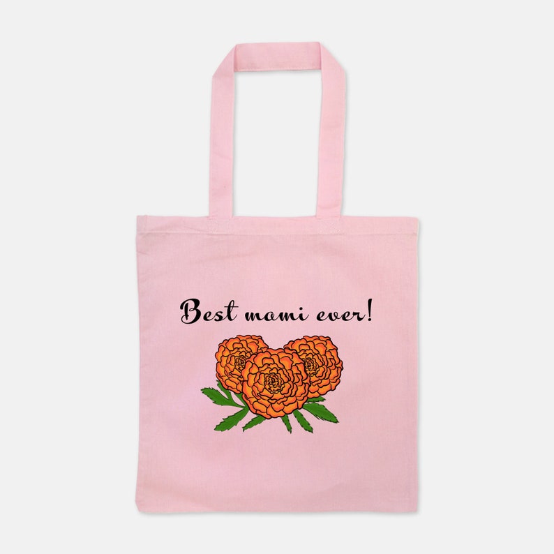 12 Colors Latinx Art Best mami ever! Latina Mother/'s Day Tote Bag with Marigold