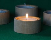 Set of 4x wooden tea light holder round natural candle spout natural country house shabby tea light decoration decoration Christmas Easter wedding party
