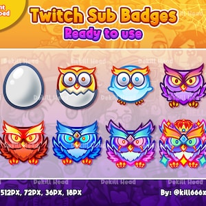 8x Owl Sub Badges | Egg | Birds | Cute | Mythical Creatures | Stream Badges | Twitch Badges