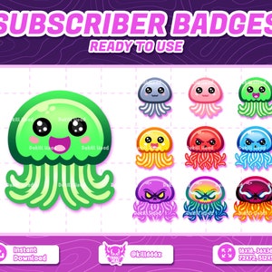 9 Jellyfish Sub Badges | Stream Badges | Twitch Badges