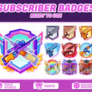 Badges secondaires d'arme FPS | Badges de diffusion Twitch (téléchargement numérique)