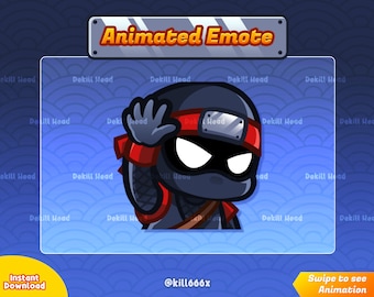 Black Ninja Waving | Hi | Hello | Raise Hand | Animated Emote | Gif | Stream Alerts | Twitch | Discord