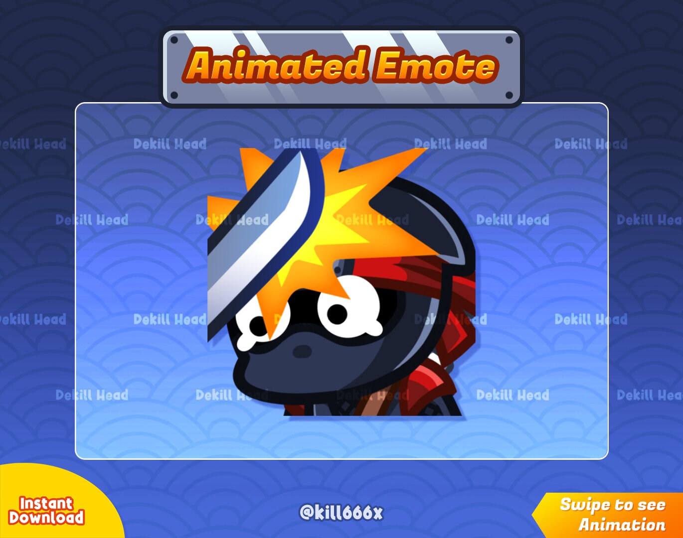 Black Ninja Bonked | Ban Hammer | Banned | Hammer | Animated Emote | Gif | Stream Alerts | Twitch | Discord