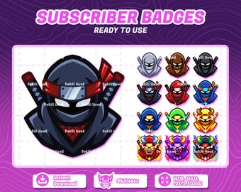 Ninja Evolution Abonnenten-Badges: Twitch, YouTube, Discord (12 Pack) (Digitaler Download)
