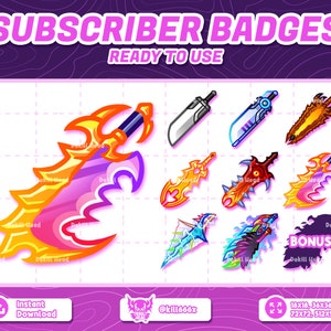 8x Ultimate Great Sword Sub Badges | Bonus 1 Sub Badge | Stream Badges | Twitch Badges