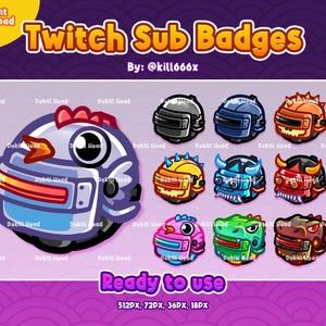 10 Sub Badges - Ultimate Helmet | Spetsnaz | Military | Punk | Oni | Cyborg | Chicken | Dinosaur