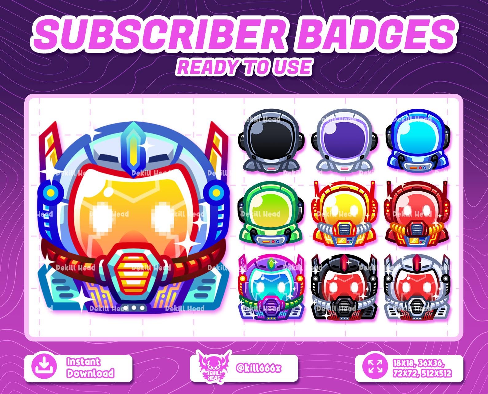 8 Sub Badges - Ultimate Astronaut | Bonus 2 | Cosmonaut | Helmet | Space