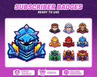 Knight-Themed Sub Badges for Twitch – Loyalty Badge Set for Streamers