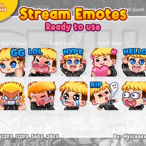 10 Stream Emotes - Hoodie Boy Blonde Hair | Blue Eyes