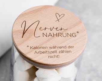 Nervennahrung Glas als Geschenk für eine Kollegin oder Wichtelgeschenk | Geburtstag Kollegin, Geschenk für Chefin, Wichtelgeschenk Frau