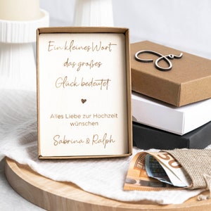 Money gift box ONE LITTLE WORD | Wedding gift box | Set with personalized wooden card and bag for money