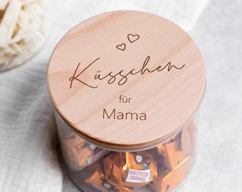 Muttertagsgeschenk Mama – Küsschen für Mama Glas – kleines Geschenk zum Muttertag – süßes Dankeschön Geschenk für Mama