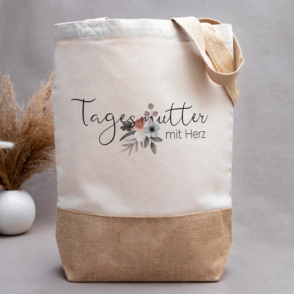 Geschenk für Tagesmutter | Juteshopper TAGESMUTTER MIT HERZ | Abschiedsgeschenk Tagesbetreuung | Geschenkidee für Tagesmütter