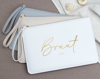 Brauttasche BRAUT mit Name | personalisierte Clutch für die Braut | personalisierte Handtasche als Geschenk für die Braut