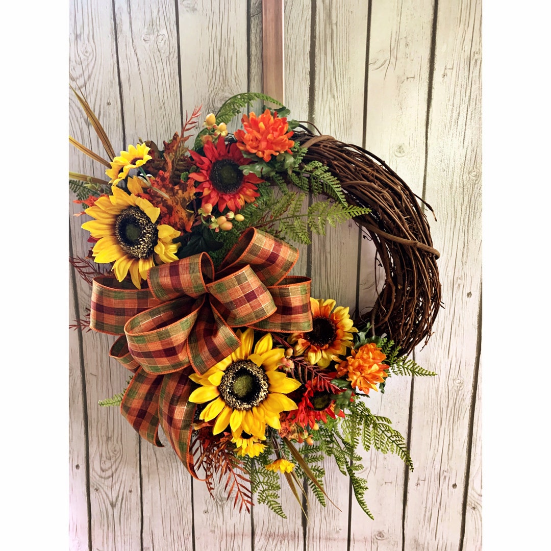 Everyday Sunflower and Floral Wreath for Front Door,fall Decor,door ...