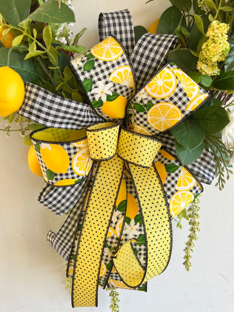 Summer Lemon Daisy Floral Grapevine Wreath, Lemon Everyday Wreath for front door, Farmhouse lemon decor, Summer Lemon Kitchen Decoration image 10