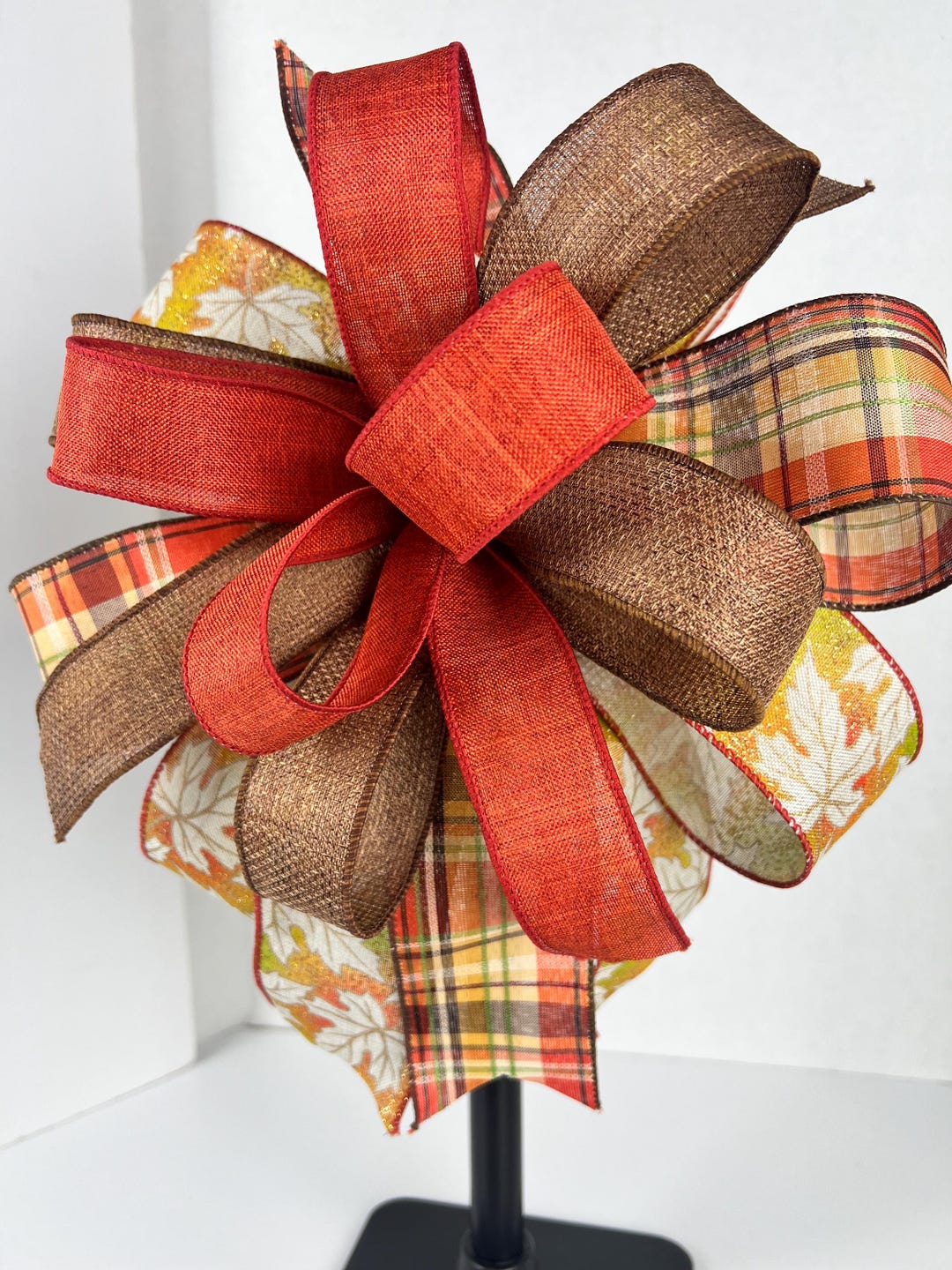 Fall Ribbon Trend Handmade Autumn Harvest Bow: Wired Ribbons, Fall Thanksgiving Decor - Etsy