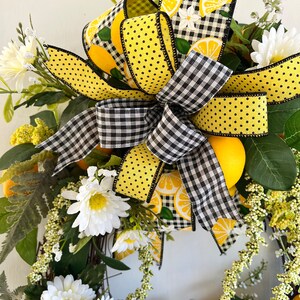 Summer Lemon Daisy Floral Grapevine Wreath, Lemon Everyday Wreath for front door, Farmhouse lemon decor, Summer Lemon Kitchen Decoration image 3