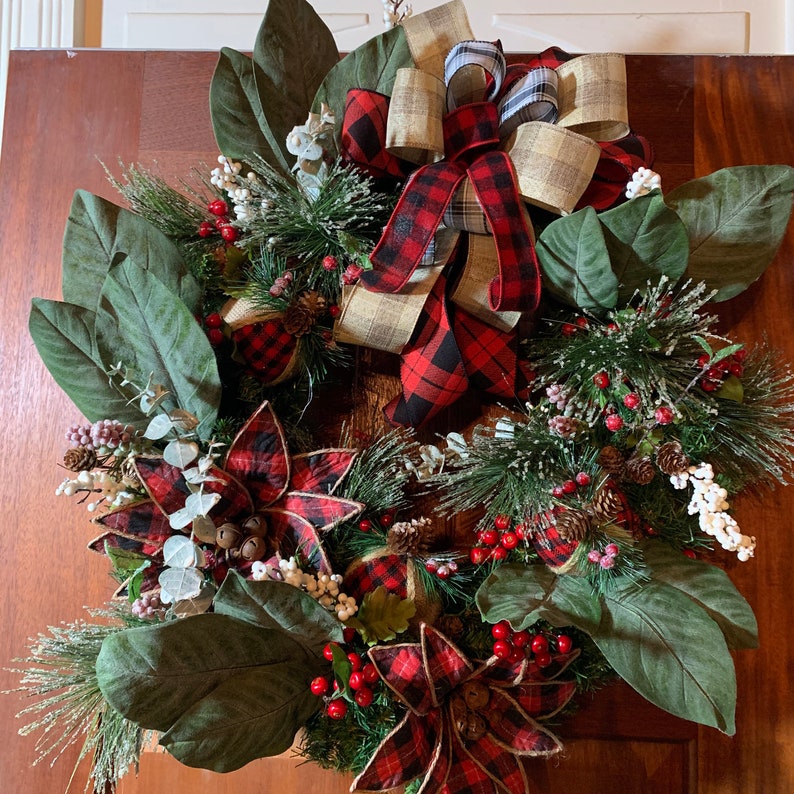Rustic Wall Decor for HomeChristmas WreathBuffalo Plaid image 1