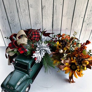 Buffalo Plaid Rustic Truck Christmas Decor, Christmas Decoration Rustic Truck, Entryway Christmas Table Decor,Farmhouse Red Truck Decoration