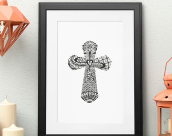 Cruz de la Fe Hid-N-Tangle, Arte de pared único para la decoración del hogar