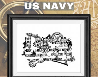 Lámina artística de la Marina de los EE. UU., diseño Hid-N-Tangles, decoración militar