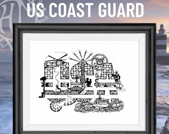 Decoración para el hogar con diseño de Hid-N-Tangle, regalo de héroes de la Guardia Costera de EE. UU., rama del servicio, arte militar.