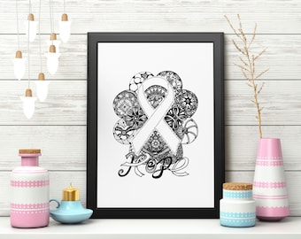 Cinta de la Esperanza - Lámina decorativa Hid-N-Tangle / Lámina para concienciación sobre el cáncer de mama (11x14)