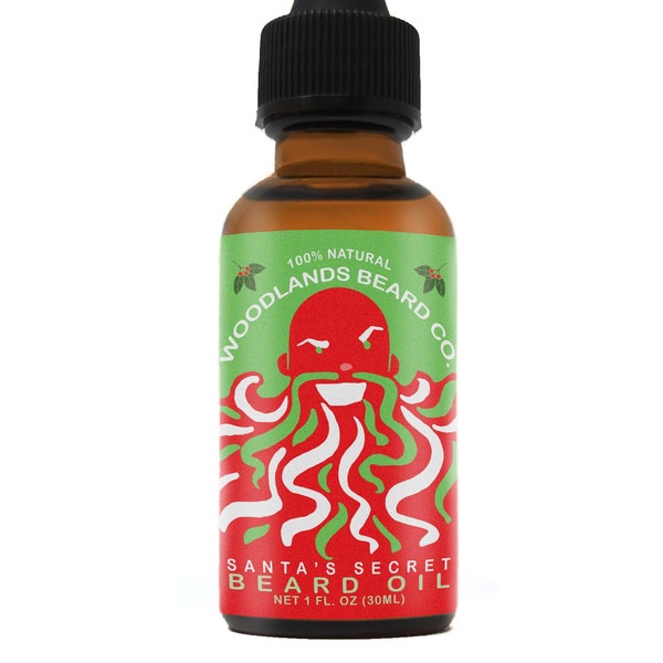 Santa's Secret Beard Oil with a Christmas Peppermint Candy Cane Scent