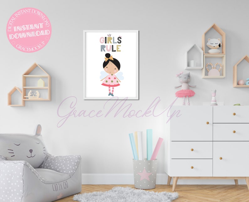 Download Little Girl Bedroom Mockup Kids Room Mockup Children Room ...