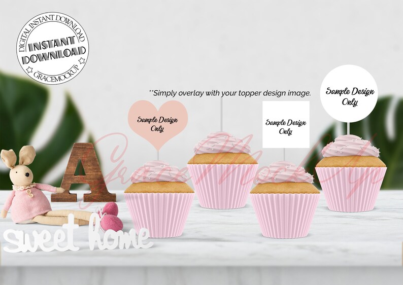 Download Cupcake Topper Mockup/ Pink Cupcake Mockup / Stock Photo of | Etsy