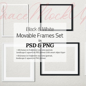 Black & White Frames Mockup |Mockup Bundle |Png Frames Mockup| PSD Frames Mockup| Gallery Wall Mockup| Digital Artwork Mockup |Poster Mockup