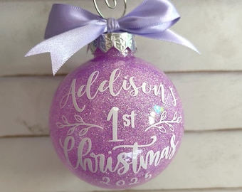 Baby’s First Christmas glitter ornament - personalized - multiple designs to choose from