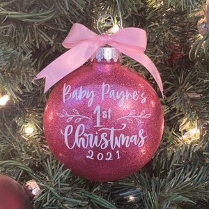 Baby’s first Christmas glitter ornament - personalized - multiple design to choose from