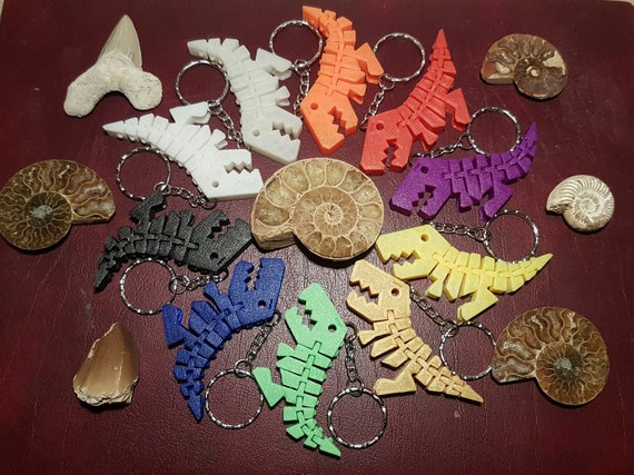 3D Printed Flexible T Rex Dinosaur Keyring,School Bag,Pencil Case,Glow in Dark