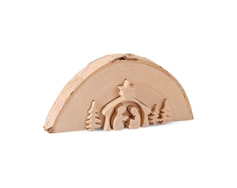 Thankgoods Christmas nativity scene tree slice