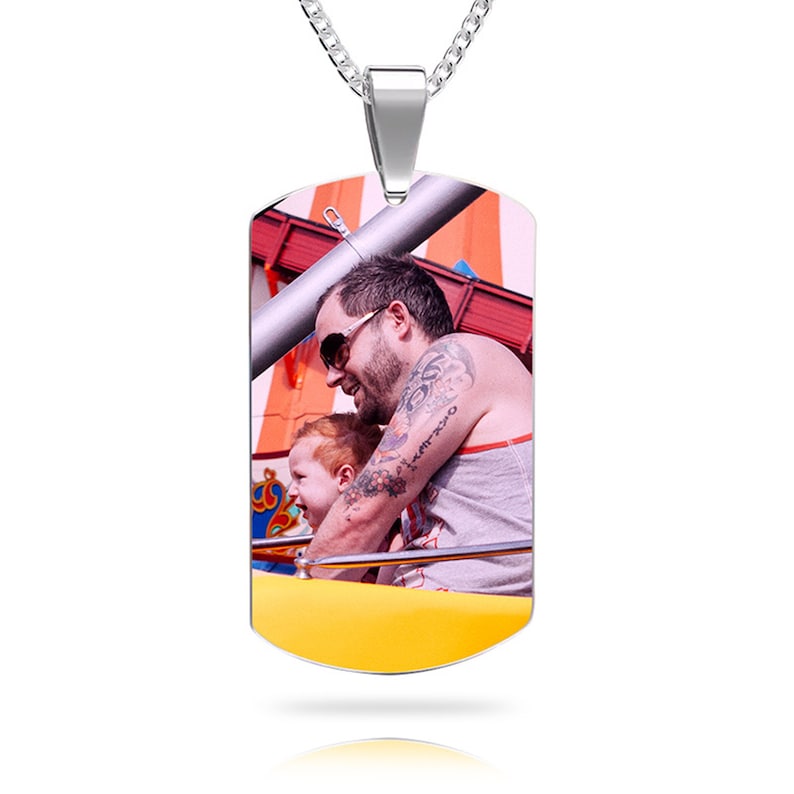 Personalized Stainless Steel Photo Tag,Photo Dog Pendant Engraved Photo Pendant Engraved Double Side Picture Dog Tag Custom Necklace Gift