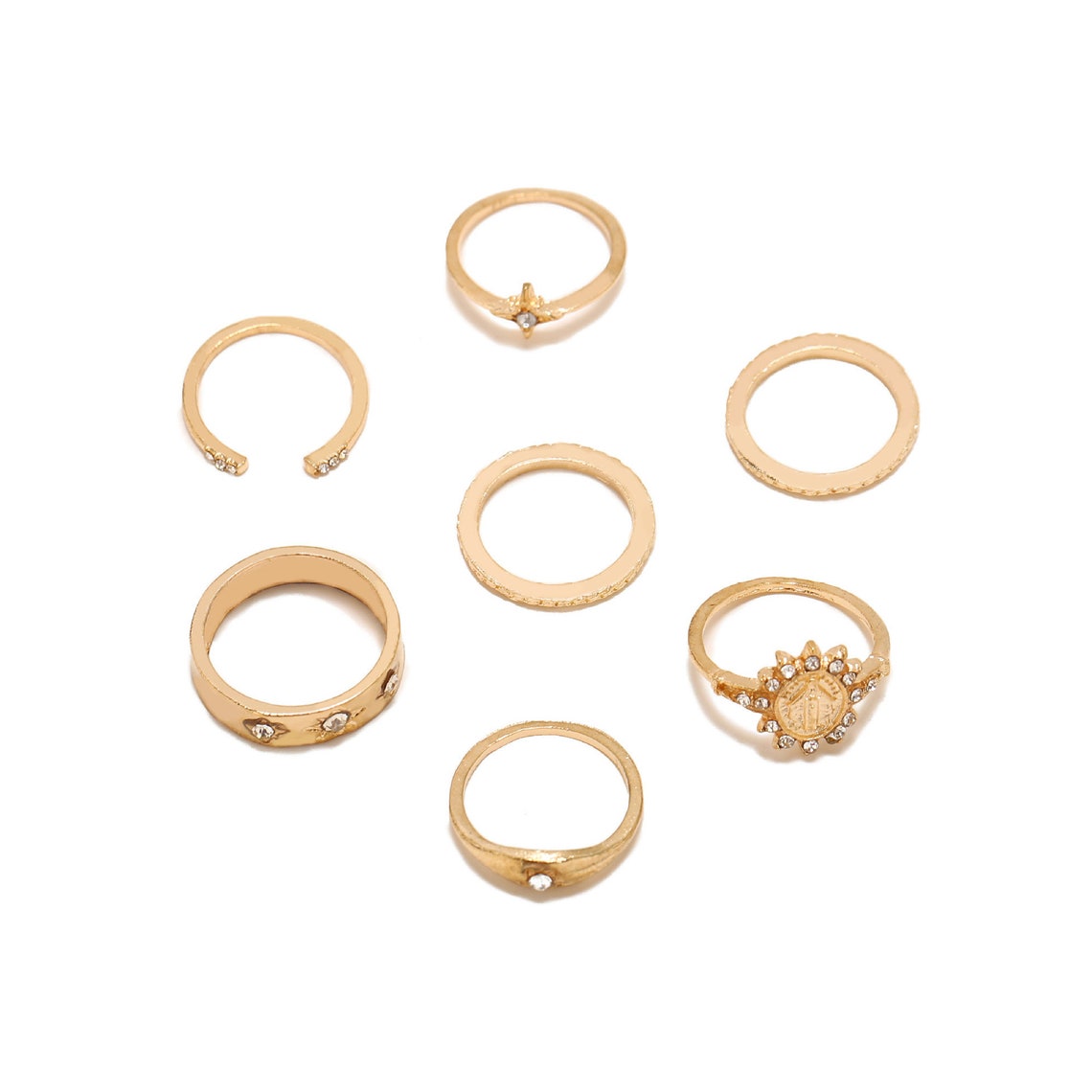 7 Pcs/set Totem Rings Gold Simple Ring Set Midi Ring Set Etsy