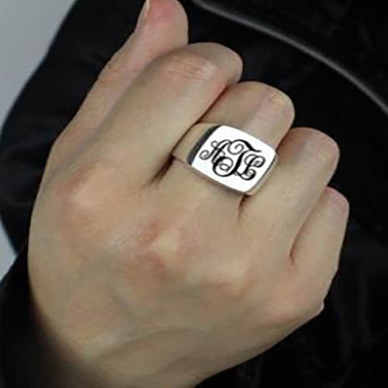 Customized Letter Ring for Men Personalized Monogram Etsy