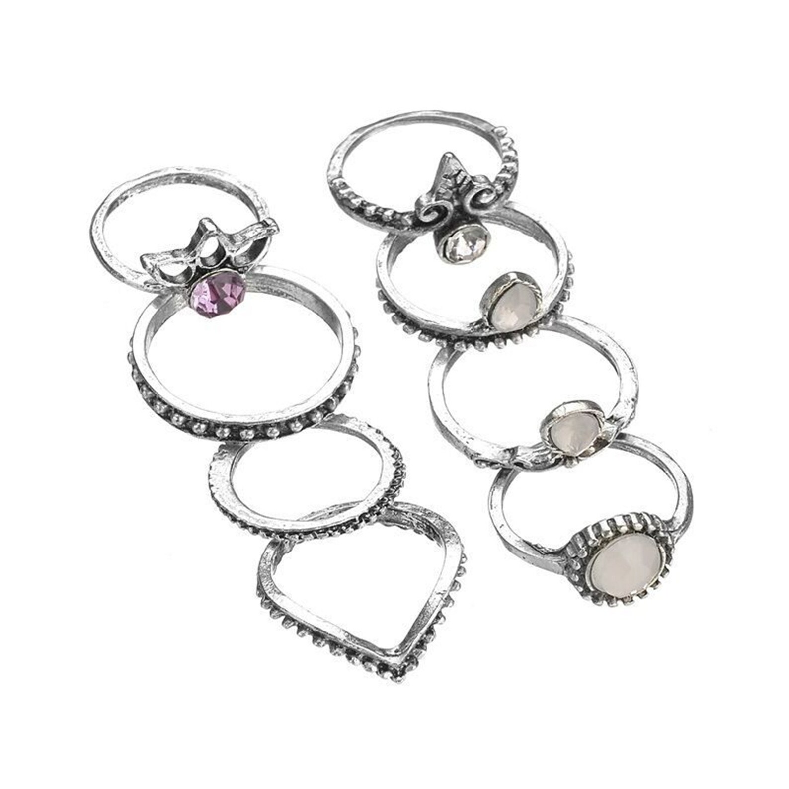 8 Pcs/set Gemstone Ring Set Vintage Ring Stacking Ring Set Etsy