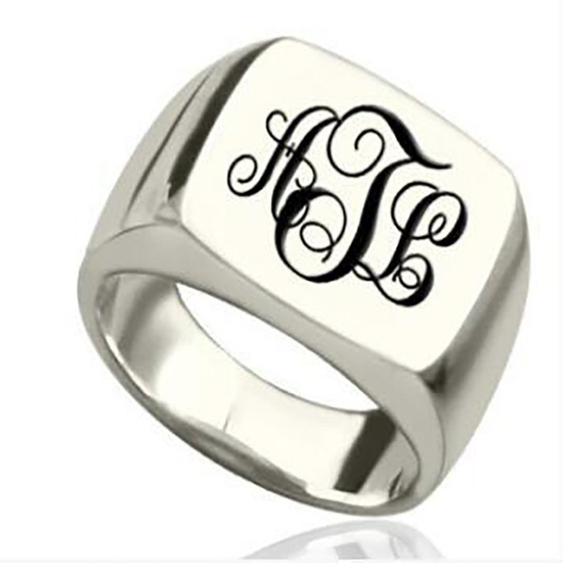 Customized Letter Ring for Men Personalized Monogram Etsy